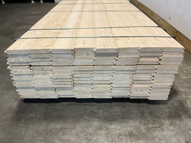 Vuren blokhutprofiel mes- en groef 209x14,5x2,8 cm (154x) - afbeelding 5 van  7