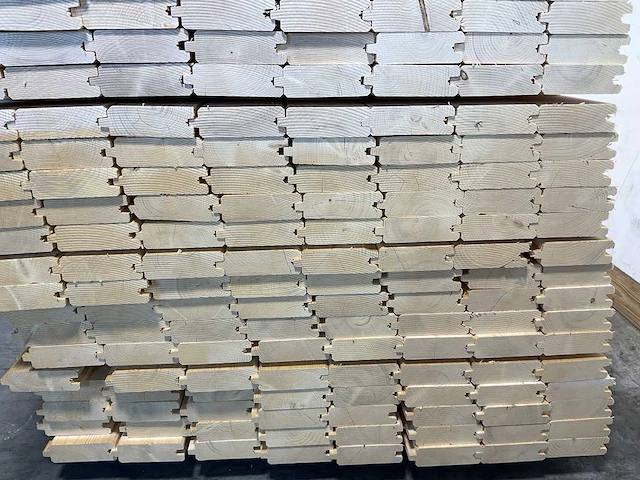 Vuren blokhutprofiel mes- en groef 209x14,5x4,5 cm (100x) - afbeelding 6 van  7