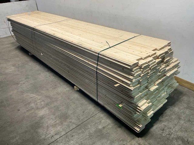 Vuren blokhutprofiel mes- en groef 480x14,5x2,8 cm (100x) - afbeelding 1 van  7