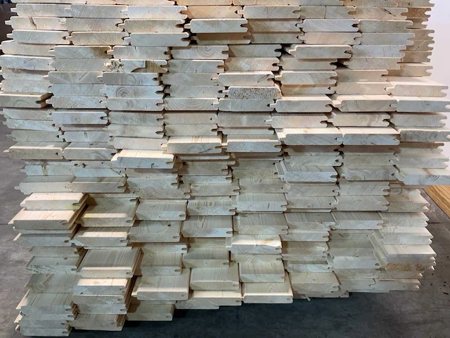 Vuren blokhutprofiel mes- en groef 480x14,5x2,8 cm (100x) - afbeelding 5 van  7