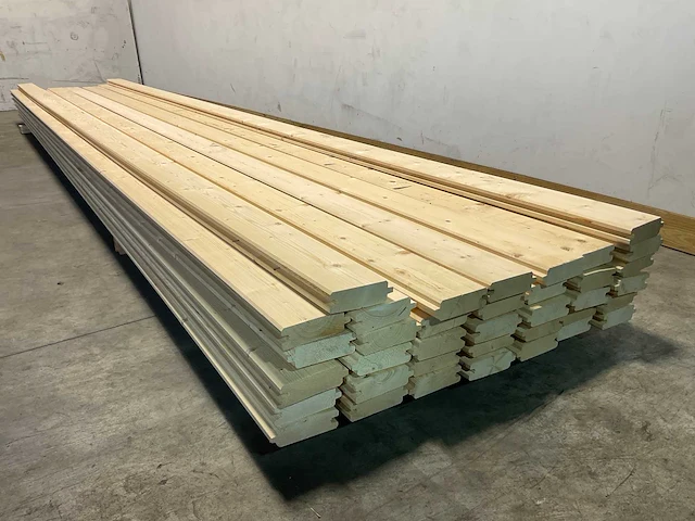 Vuren blokhutprofiel mes- en groef 540x14,5x4,5 cm (25x) - afbeelding 4 van  7