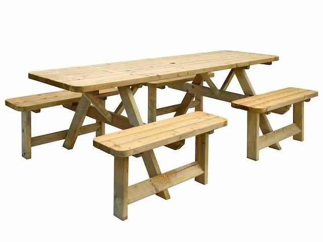 Vuren picknicktafel met open instap - 240x70x78 cm - afbeelding 1 van  8