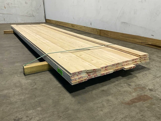 Vuren plank geschaafd mes- en groef 300x12x1,8 cm (22x) - afbeelding 4 van  6