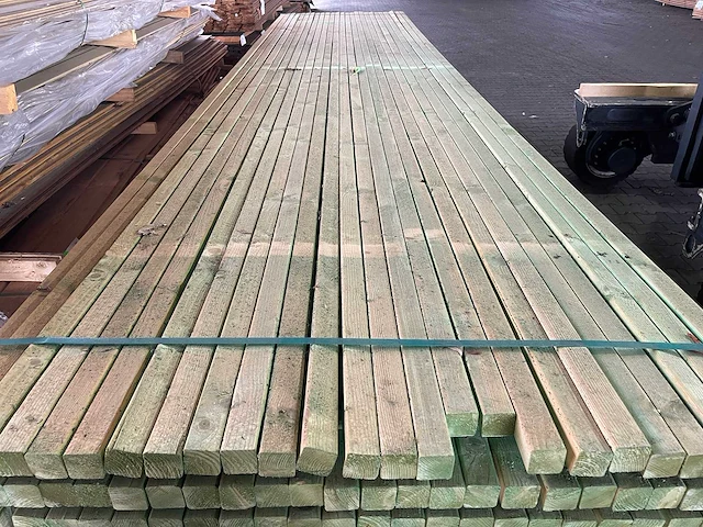 Vuren regels groen geïmpregneerd 5100x50x47mm (400x) - afbeelding 1 van  3