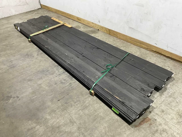 Vuren triple rhombus plank zwart geïmpregneerd 400x12,5x1,8 cm (16x) - afbeelding 1 van  6