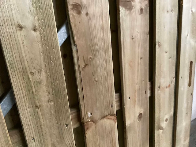 Vuren tuinpoort met metalen frame 195x100 cm - afbeelding 2 van  6