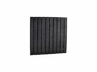 Vuren tuinscherm 19-planks zwart gedompeld 180x180 cm (14x) - afbeelding 1 van  2
