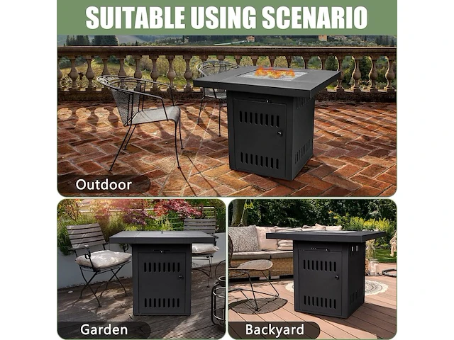 Vuurtafel incl. rooster voor grillen/bbq ultranatura ambiente, cube - afbeelding 4 van  5