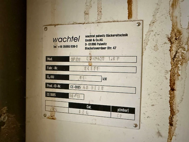 Wachtel compact 1.8f rotatie bakkerij oven inclusief rvs afzuigkap - afbeelding 7 van  11