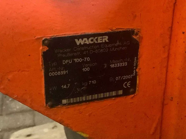 Wacker neuson - dpu 100-70 - trilplaat - 2007 - afbeelding 3 van  11