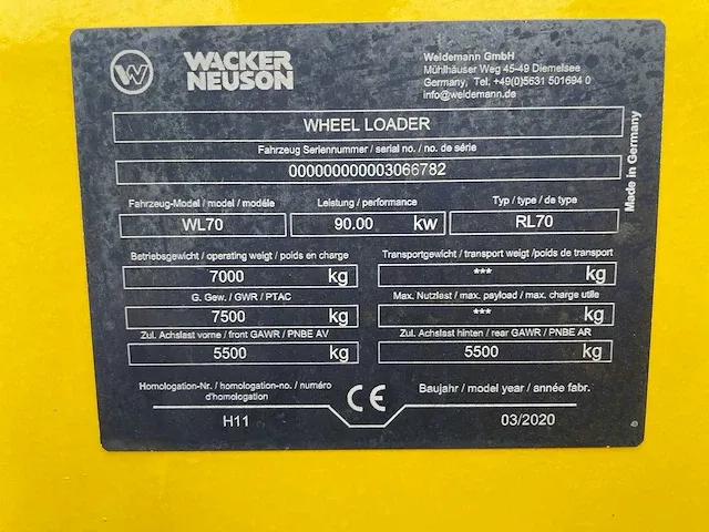 Wacker-neuson - wl-70 rl70 - wiellader - 2020 - afbeelding 4 van  12