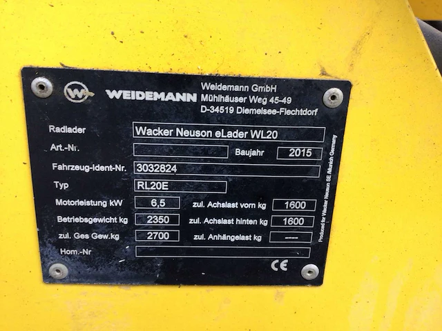 Wacker neuson - wl20e - elektrische shovel - 2015 - afbeelding 9 van  18