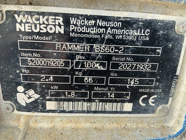 Wacker neuson bs60-2 trilstamper - afbeelding 5 van  5