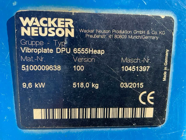 Wacker neuson dpu6555 trilplaat - afbeelding 5 van  6