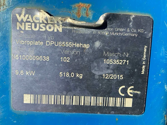 Wacker neuson dpu6555 trilplaat - afbeelding 5 van  6