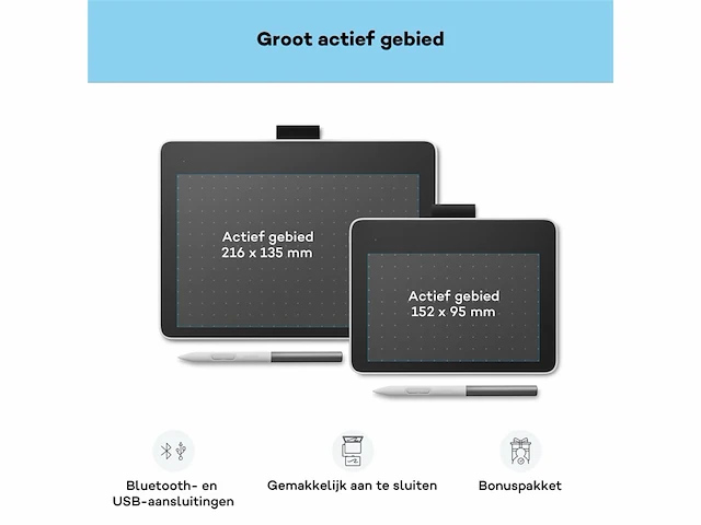 Wacom one s grafischetablet zwartwit 152 x 95 mm usb - afbeelding 2 van  4