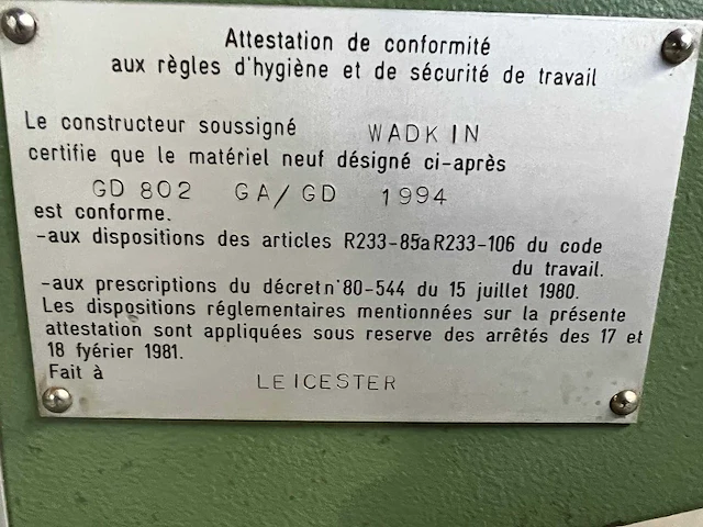 Wadkin - gd 802 - vierzijdige profileer- en schaafmachine - 1994 - afbeelding 2 van  16