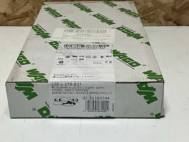 Wago 279-837 aardrijgklem groen/geel (100x) - afbeelding 2 van  3