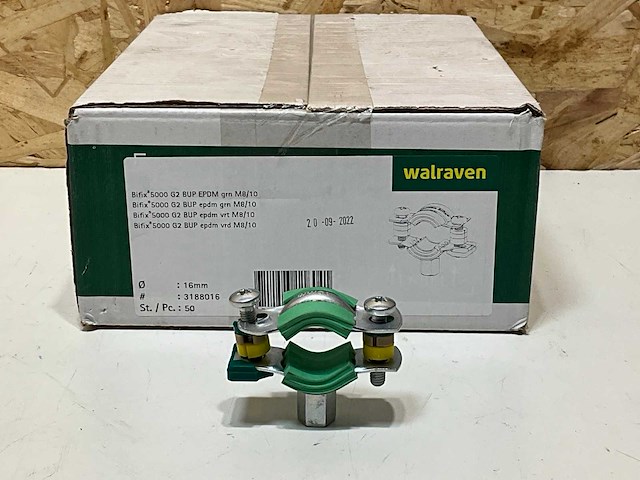 Walraven bifix 5000 g2 bup epdm m8/10 16mm pijpbeugel (100x) - afbeelding 2 van  3