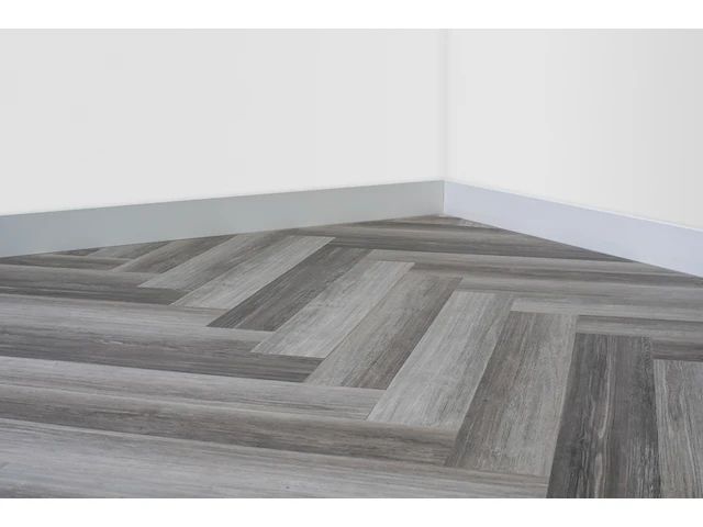 Walvisgraat pvc - 22,232 m2 , floer, vaquita vergrijsd, grijs / chroom - afbeelding 2 van  5