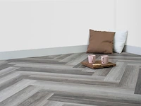 Walvisgraat pvc - 22,232 m2 , floer, vaquita vergrijsd, grijs / chroom - afbeelding 3 van  5