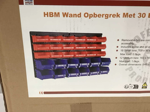 Wand opbergrekken met elk 30 bakken (2x) - afbeelding 2 van  3