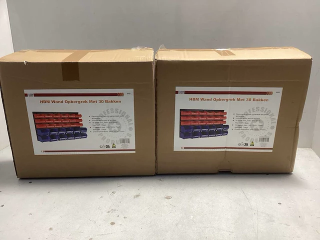 Wand opbergrekken met elk 30 bakken (2x) - afbeelding 1 van  5