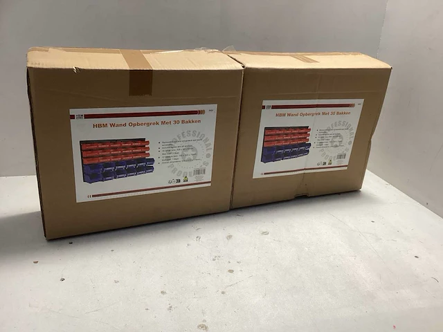 Wand opbergrekken met elk 30 bakken (2x) - afbeelding 2 van  5