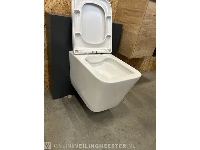 Wandclosets design 2 stuks rim free hr badmeubelen, toilet, wit - afbeelding 1 van  9