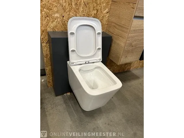 Wandclosets design 2 stuks rim free hr badmeubelen, toilet, wit - afbeelding 2 van  9