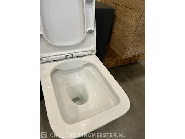 Wandclosets design 2 stuks rim free hr badmeubelen, toilet, wit - afbeelding 3 van  9