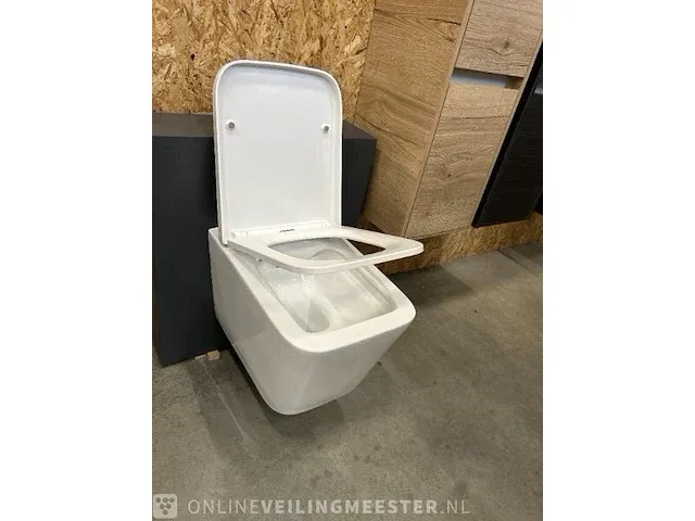 Wandclosets design 2 stuks rim free hr badmeubelen, toilet, wit - afbeelding 4 van  9
