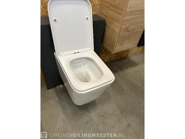 Wandclosets design 2 stuks rim free hr badmeubelen, toilet, wit - afbeelding 6 van  9