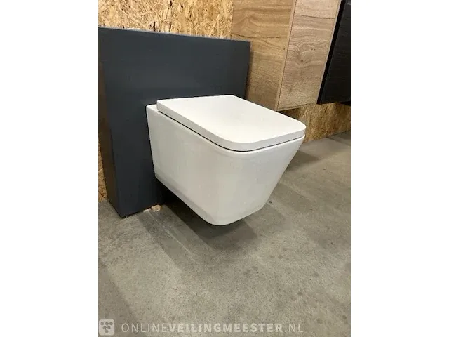 Wandclosets design 2 stuks rim free hr badmeubelen, toilet, wit - afbeelding 7 van  9