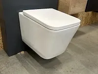 Wandclosets design 2 stuks rim free hr badmeubelen, toilet, wit - afbeelding 7 van  9