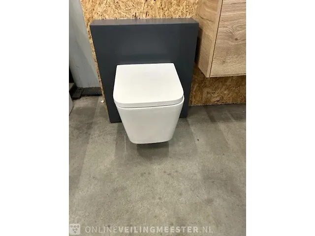 Wandclosets design 2 stuks rim free hr badmeubelen, toilet, wit - afbeelding 8 van  9
