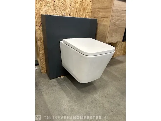 Wandclosets design 2 stuks rim free hr badmeubelen, toilet, wit - afbeelding 1 van  6