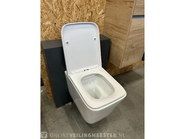 Wandclosets design 2 stuks rim free hr badmeubelen, toilet, wit - afbeelding 4 van  6