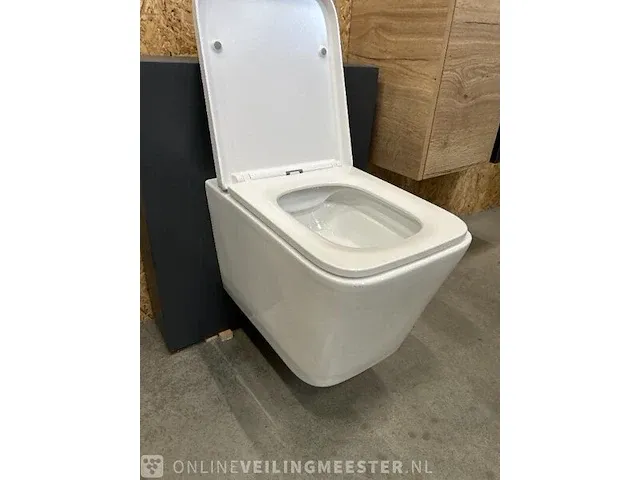 Wandclosets design 2 stuks rim free hr badmeubelen, toilet, wit - afbeelding 5 van  6