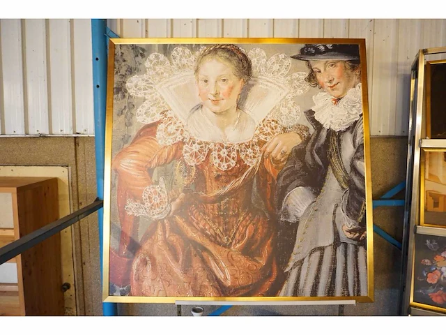 Wanddecoratie uitsnede schilderij ''voorname vrijage'' - afbeelding 1 van  3
