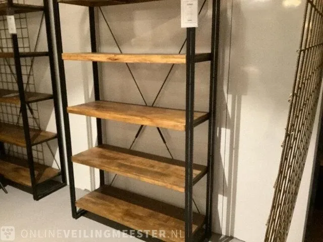 Wandrek mango hout met staal milan 120 cm, bruin/zwart - afbeelding 2 van  5