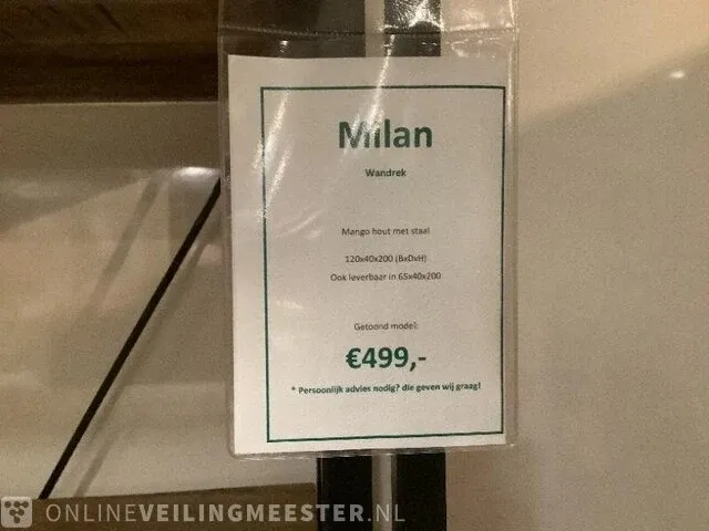 Wandrek mango hout met staal milan 120 cm, bruin/zwart - afbeelding 3 van  5