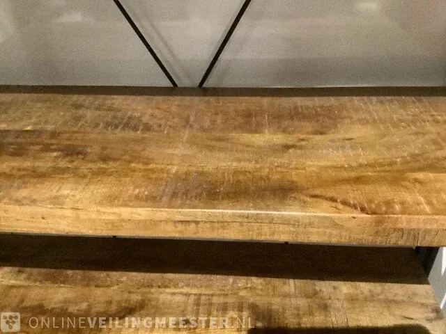 Wandrek mango hout met staal milan 120 cm, bruin/zwart - afbeelding 4 van  5
