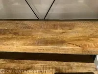 Wandrek mango hout met staal milan 120 cm, bruin/zwart - afbeelding 4 van  5