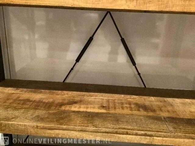 Wandrek mango hout met staal milan 120 cm, bruin/zwart - afbeelding 5 van  5