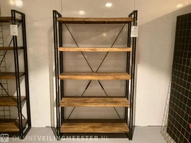 Wandrek mango hout met staal milan 120 cm, bruin/zwart - afbeelding 1 van  5