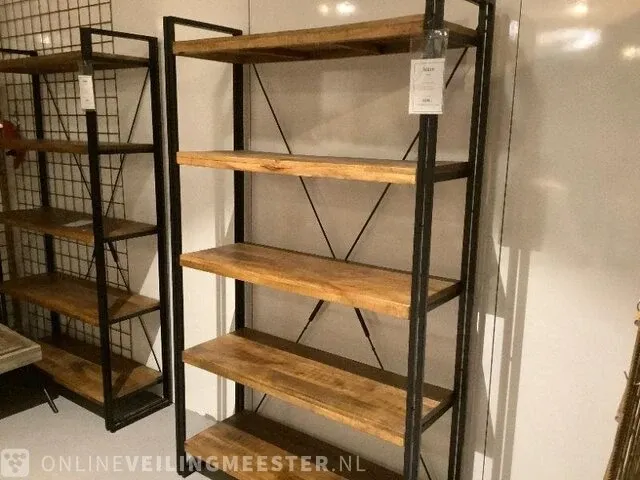 Wandrek mango hout met staal milan 120 cm, bruin/zwart - afbeelding 2 van  5