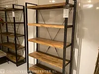 Wandrek mango hout met staal milan 120 cm, bruin/zwart - afbeelding 2 van  5