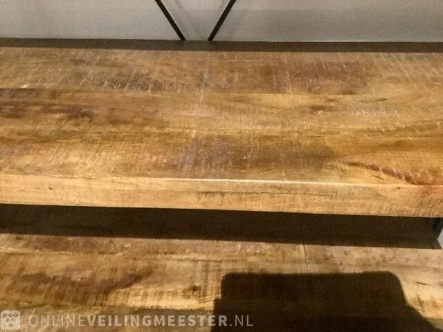 Wandrek mango hout met staal milan 120 cm, bruin/zwart - afbeelding 4 van  5