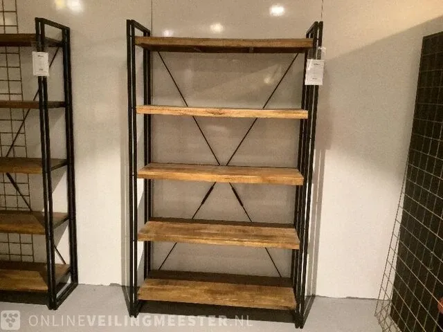 Wandrek mango hout met staal milan 120 cm, bruin/zwart - afbeelding 1 van  4